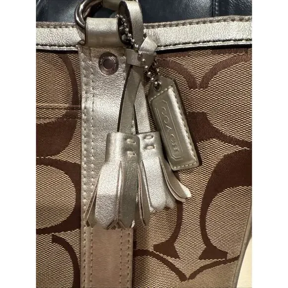 Vintage Coach Gallery East West Tote Bag In The Signature Canvas Leather Trim - Picture 2 of 16